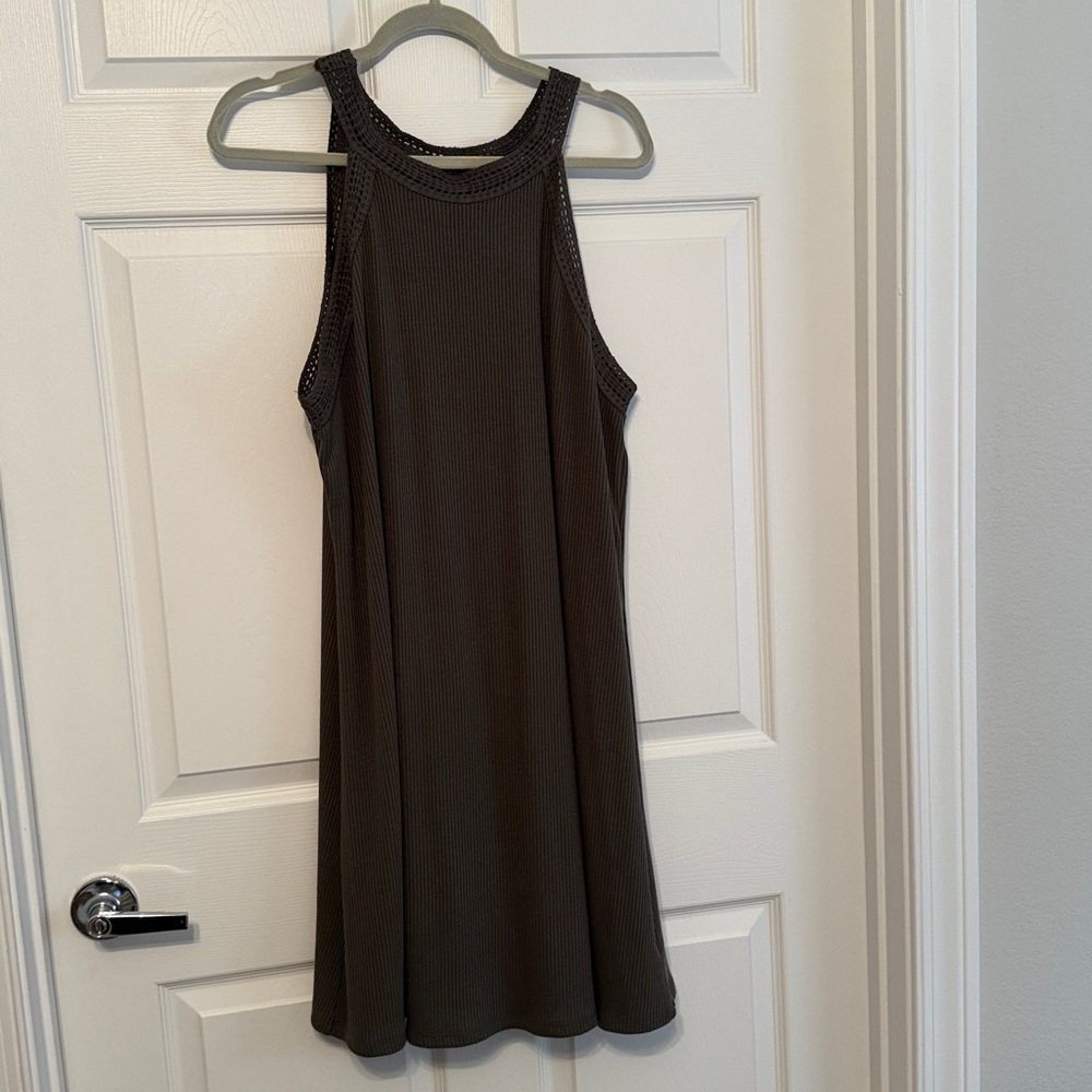 Time and tru green ribbed dress with crochet detail